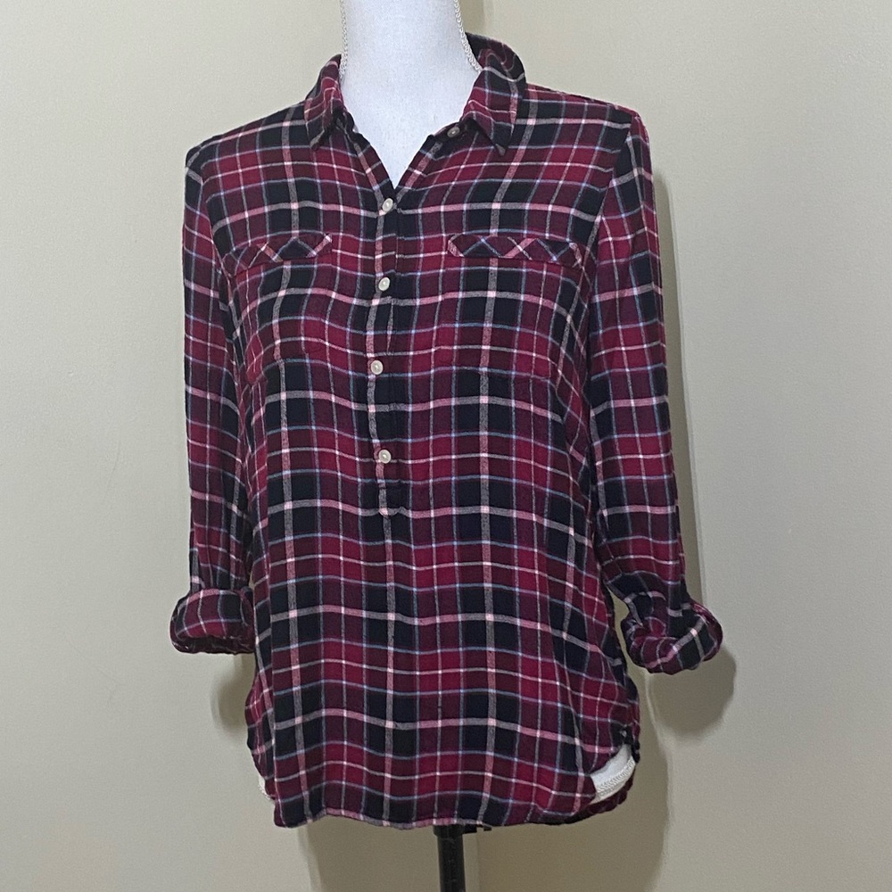 Lucky Brand Women’s Plaid Top Size Small – Button Front Casual Shirt